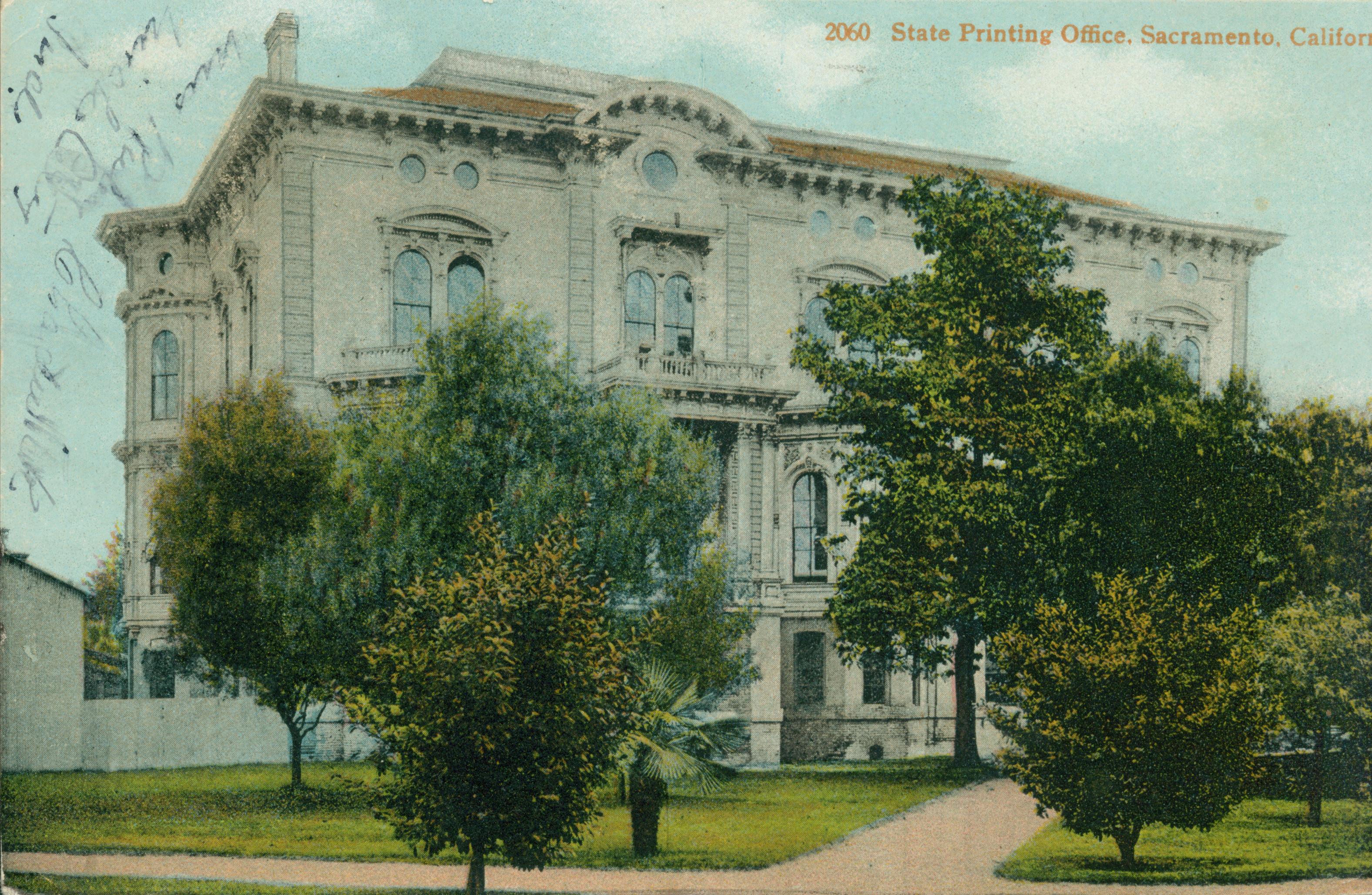 This postcard shows the front façade of the McClatchy building.